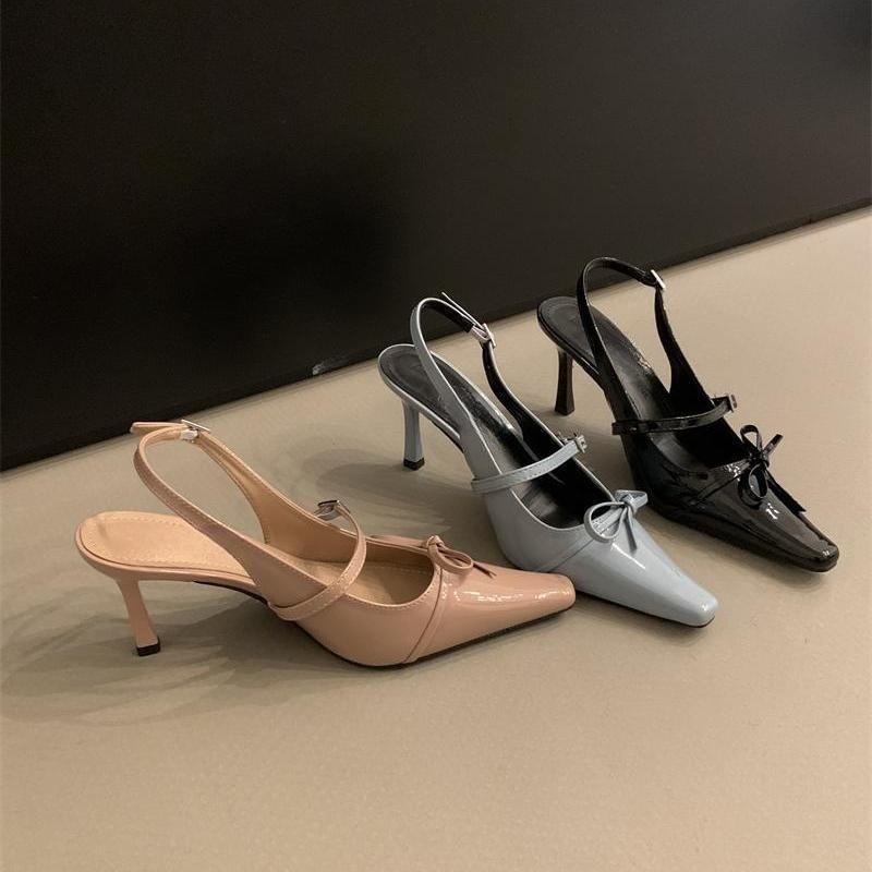 Nische Nacktrosa High Heels Dünner Absatz Baotou Sandalen Feenschuhe Frühling Rock Einzelne Schuhe