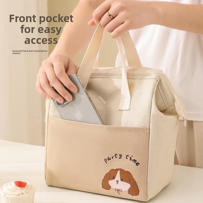 Puppy Letter Pattern Cartoon Lunch Bag For Students And Office Workers With Insulated Design