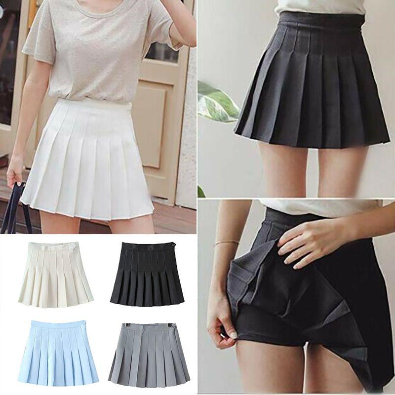 Saia de Tênis Plissada Slim de Cintura Alta para Mulheres e Meninas com Calções de Segurança para Conforto Elegante