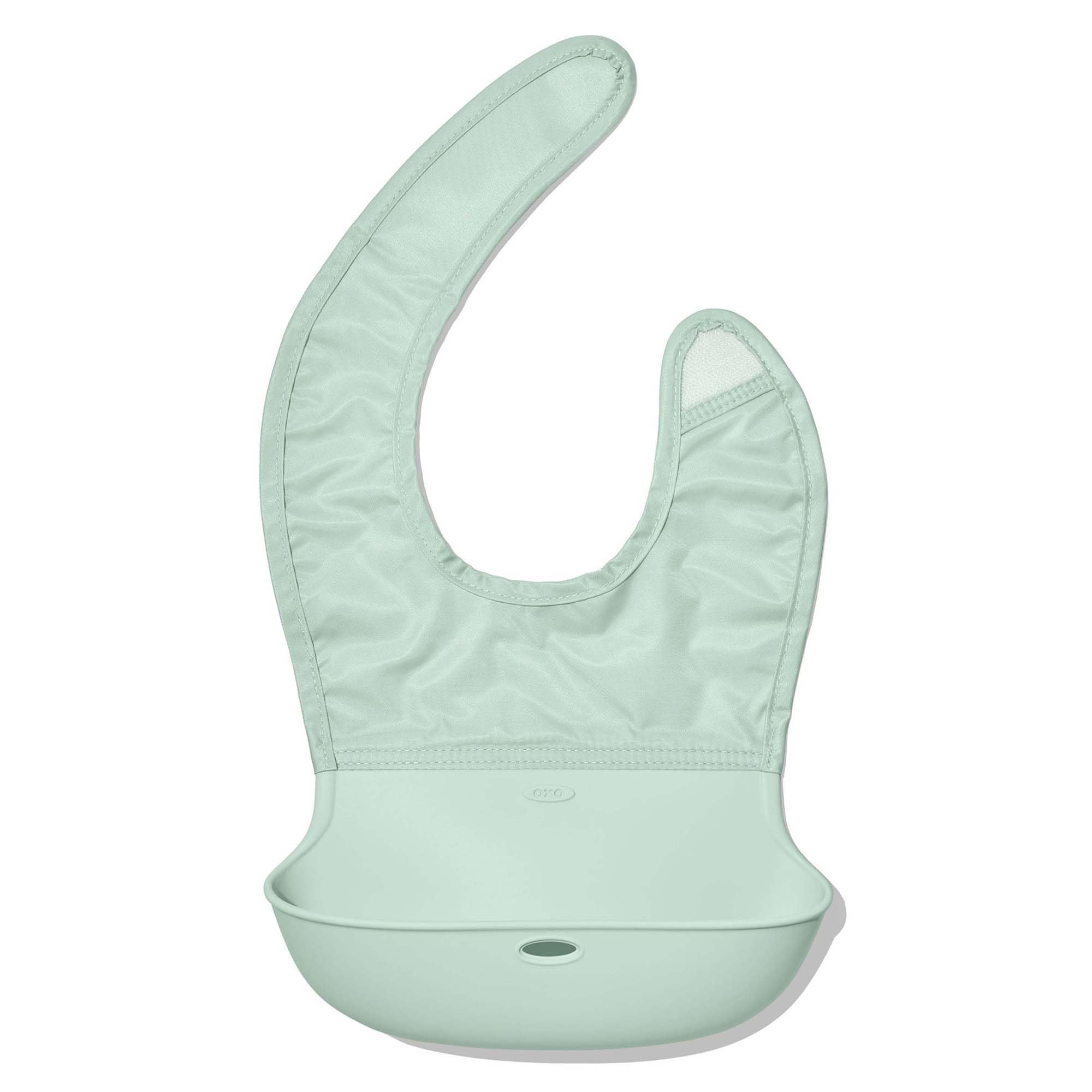 

Oxo Tot Bib Mealtime Baby Baby Machine Compact Opal Roll-Up Apron, Supplies, Food, Neck-Friendly, Washable, Foldable,