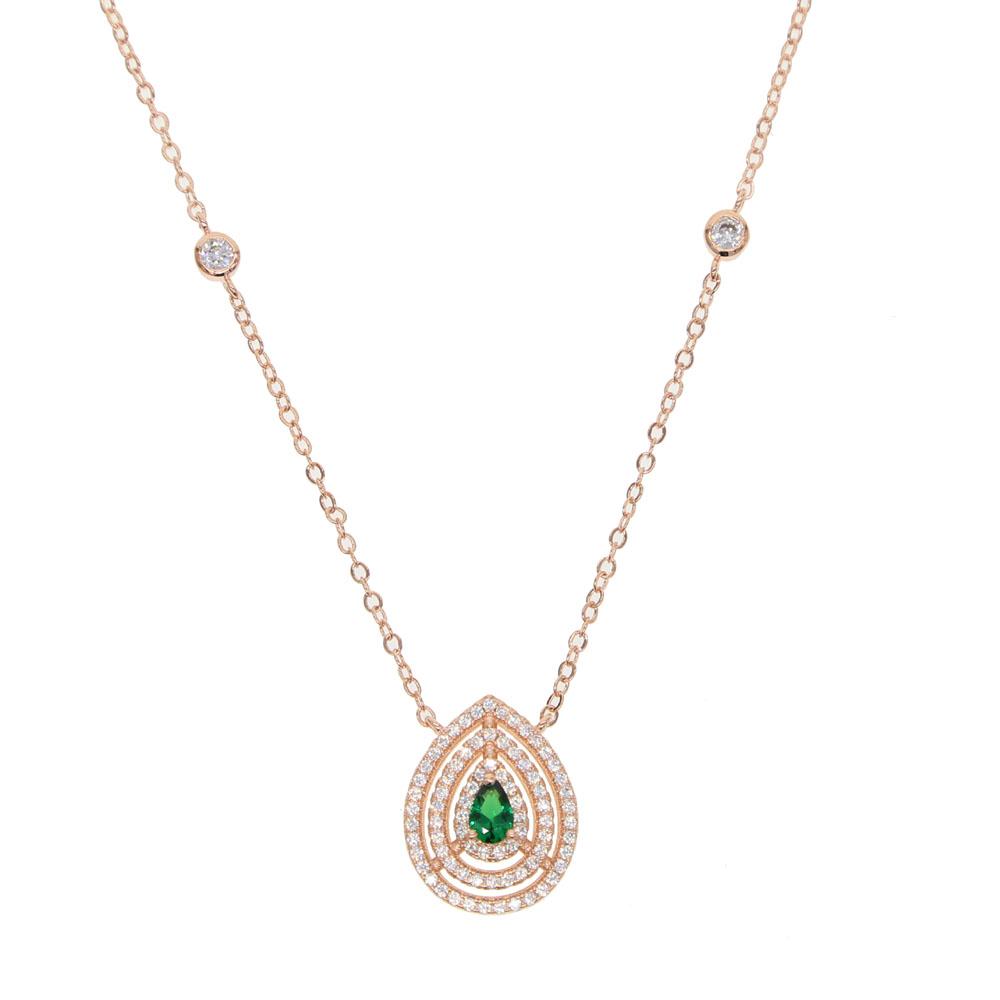 Promotion Fashion Water Drop Charm Cz Statement Station Chain Luxury Rose Gold Plated Fashion Chic Cz Diamond Necklace