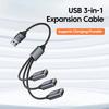 3 In 1 USB Hub Splitter 3 Port USB Expansion Cable High Speed Data Transfer Charging Splitter