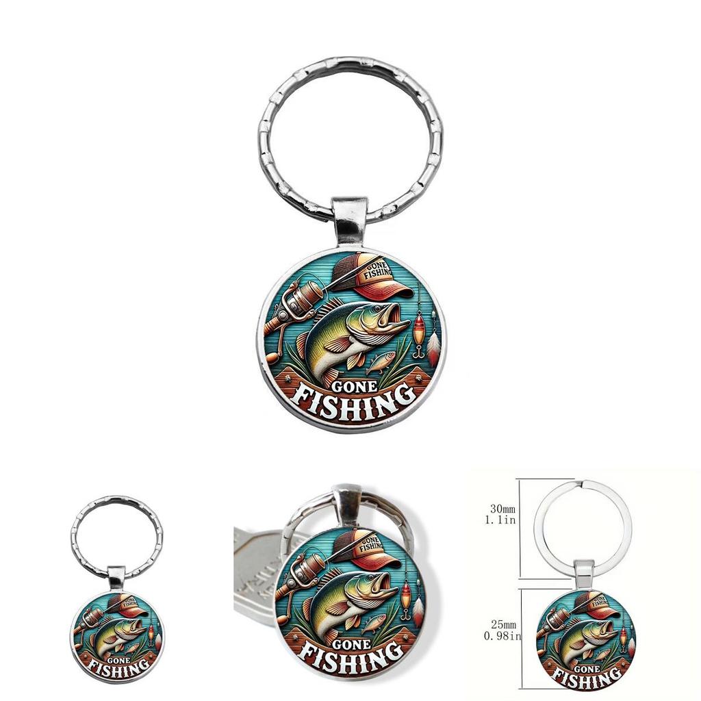 Modern Minimalist Glass Keychain With Fish Pattern Jewelry For Gift Giving