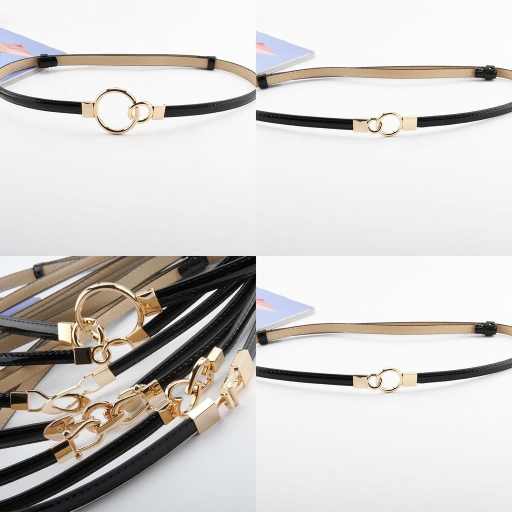 Simple Solid Color Ring Buckle Decoration Women Slim Waist Belt For Daily Wear