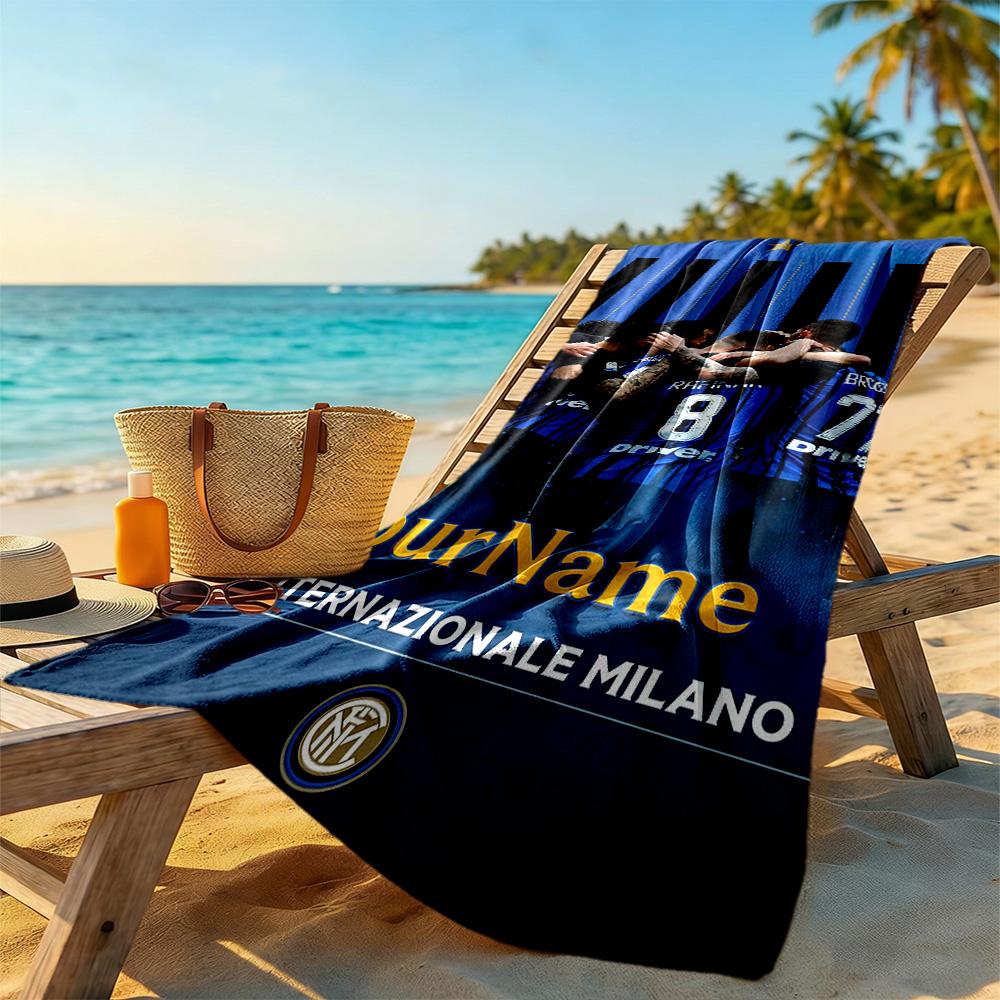 Inter Milan Personalized Text Beach Towel Quick-Dry Soft Microfiber Suitable for Sports Travel Swimming Yoga Bathroom Beach And Pool