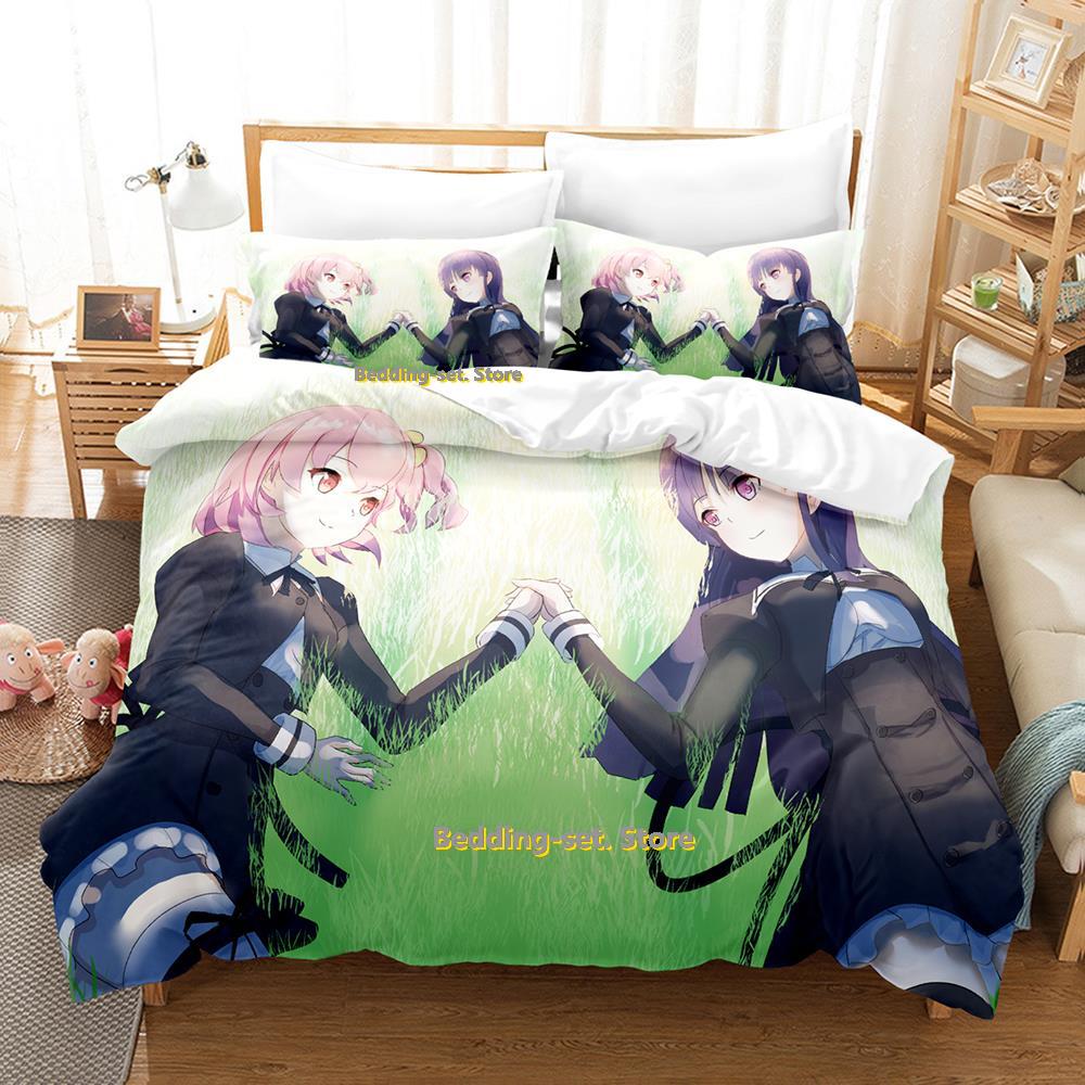Assault Lily Bouquet Bedding Set Single Twin Full Queen King Size Bed Set Adult Kid Bedroom Three-Piece Suits Anime Bed Sheet Se