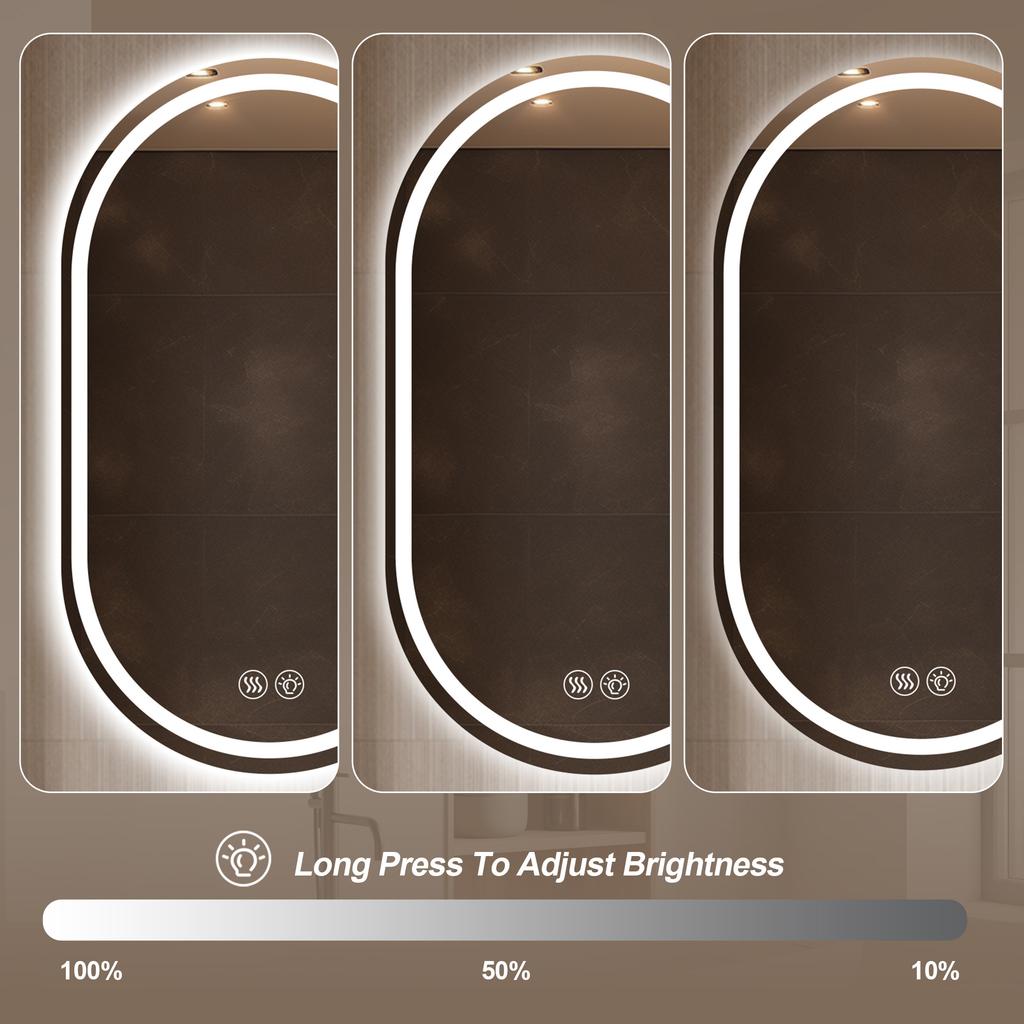 60*90cm  Frameless Oval Wall-Mounted Smart Mirror, Anti-Fog Touch Screen Bathroom Mirror