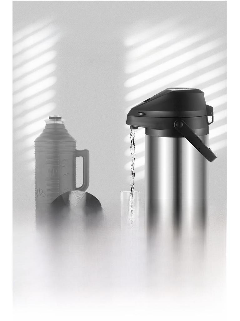 Compact Stainless Steel Press Type Thermos with Integrated Air Pressure