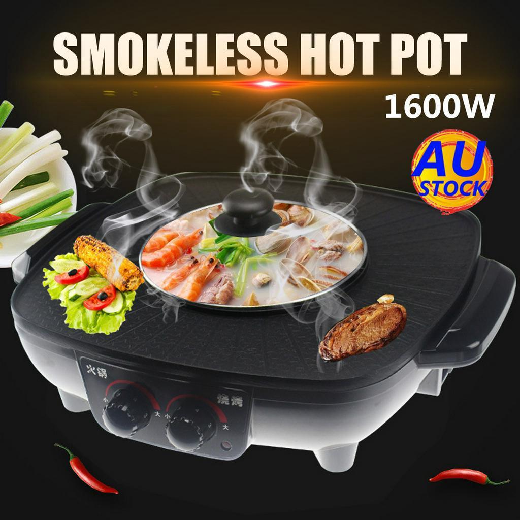 Oven Hot Pot Electric Multi Cooker Durable Hotpot Non-Stick BBQ Roasting Baking Plate for Barbecue Kitchen Cookware 220v 1600W