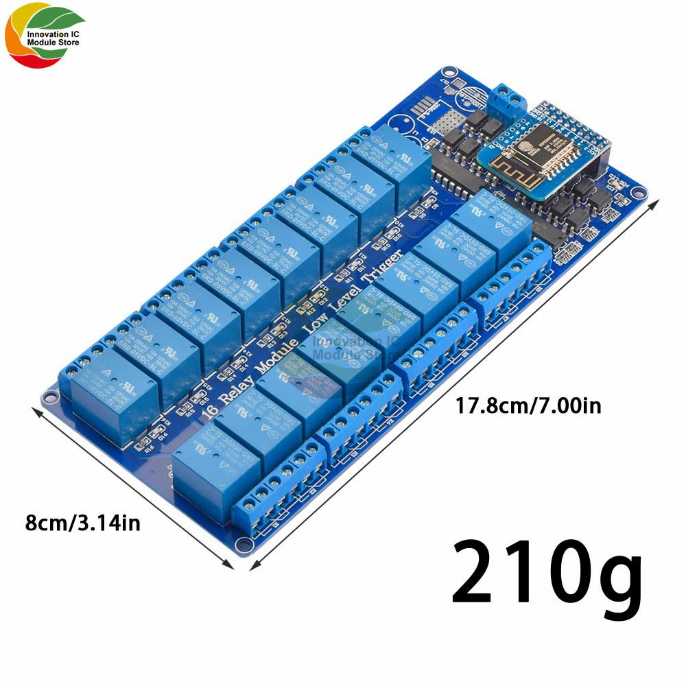 DC 5V 12V 16ch Network Relay Module Onboard ESP8266 WIFI Module LM2576 Microcontroller Relay Output for Arduino Relay Module Kit