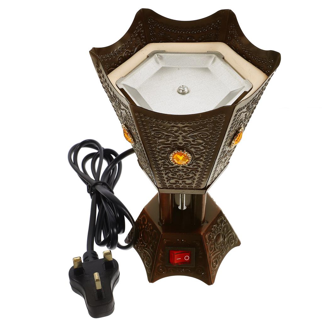 Brûleur d'encens électrique Bureau Rétro Support de cassolette en métal Brûleur d'aromathérapie Ornement de table Prise Secteur UK Aromathérapie