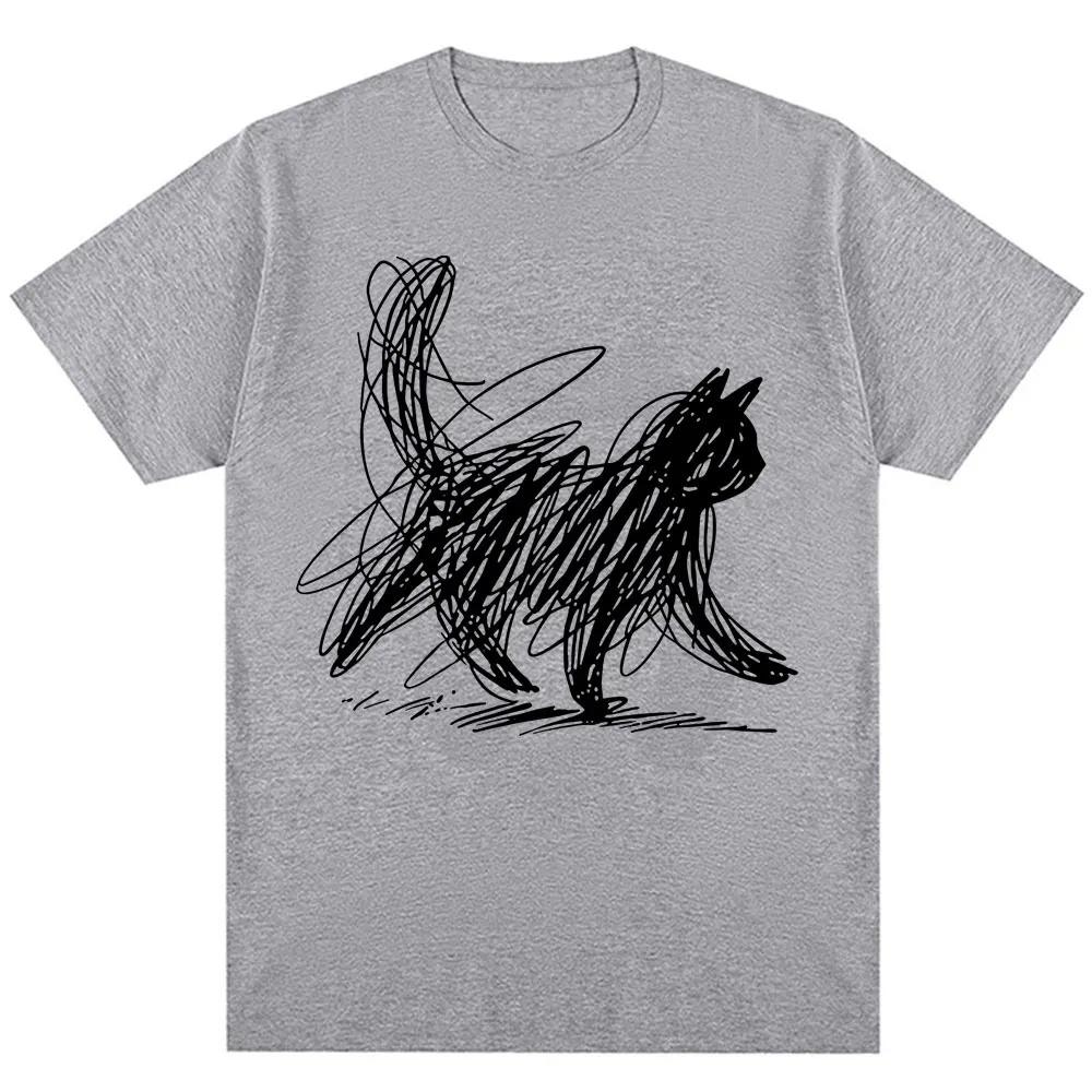 Funny Graffiti Cat Japanese Style Graphic TShirt Unisex Harajuku Trendy Oversized 100 Cotton Casual Short Sleeve Streetwear
