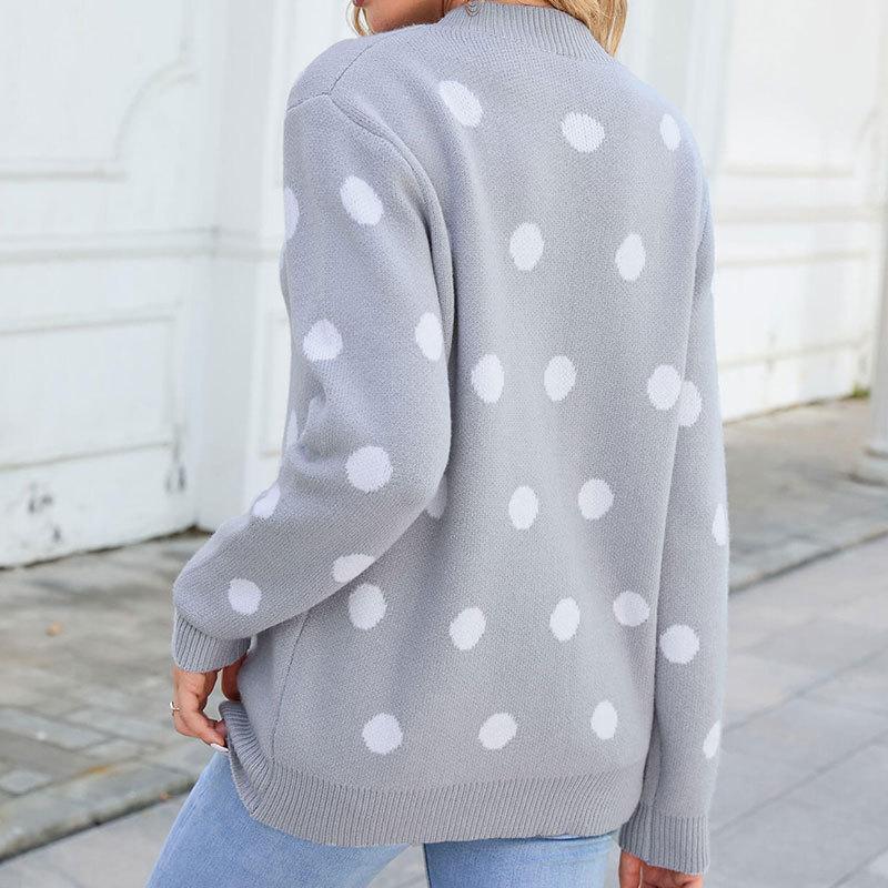 Women's Fall/winter Loose Jacquard Crew-neck Knitted Long Beard Sweater