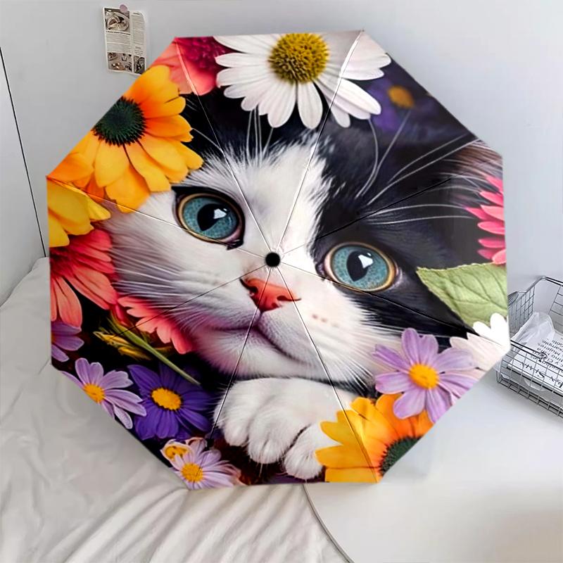 1PC cute cat pet Umbrella Portable Folding Umbrella Iron Frame Hole Bone Structure Outdoor Home Umbrella A2