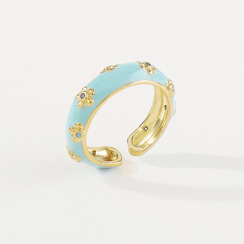 Trendy and Cute Flower Copper Plated Open Ring for Women