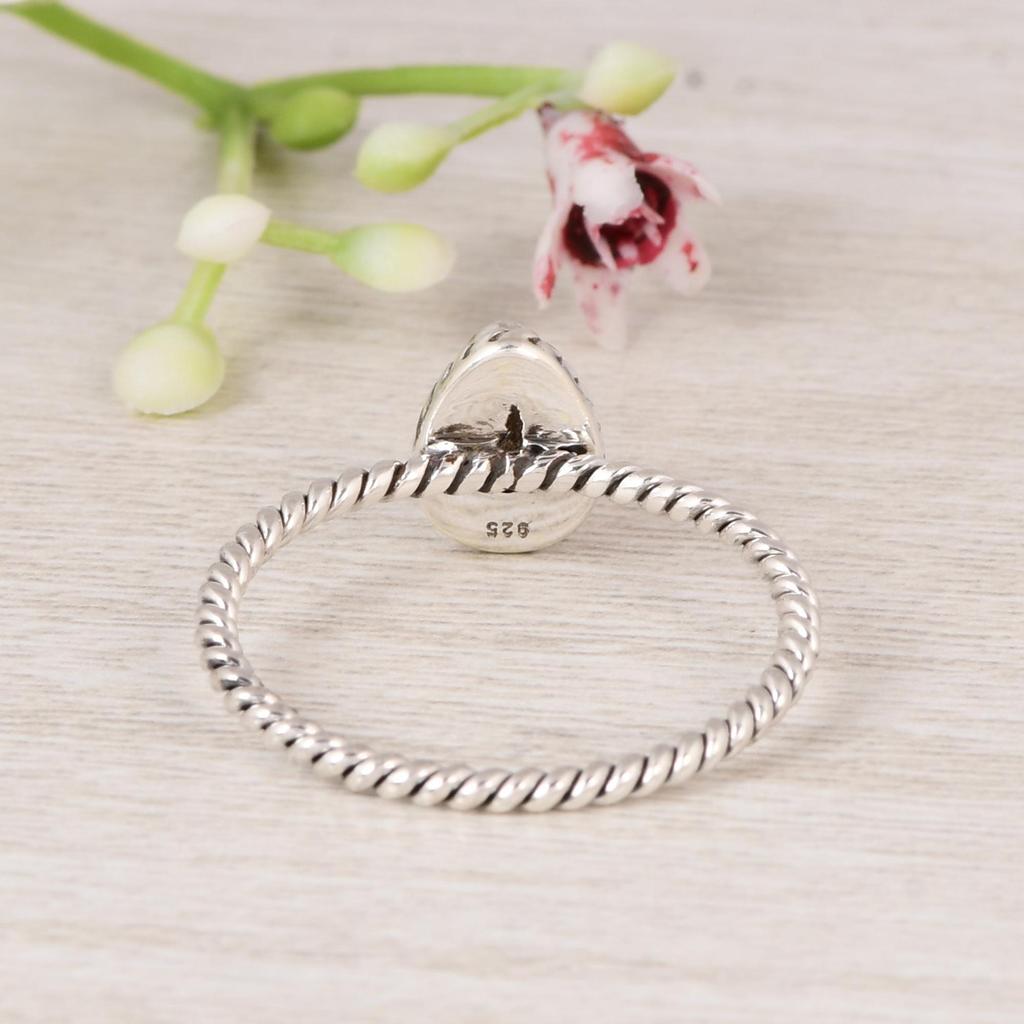 Natural Labradorite 925 Sterling Silver Twisted Band Ring, Teardrop Gemstone Ring, Minimalist Stacking Ring, Gift for Women, Anniversary, Love.