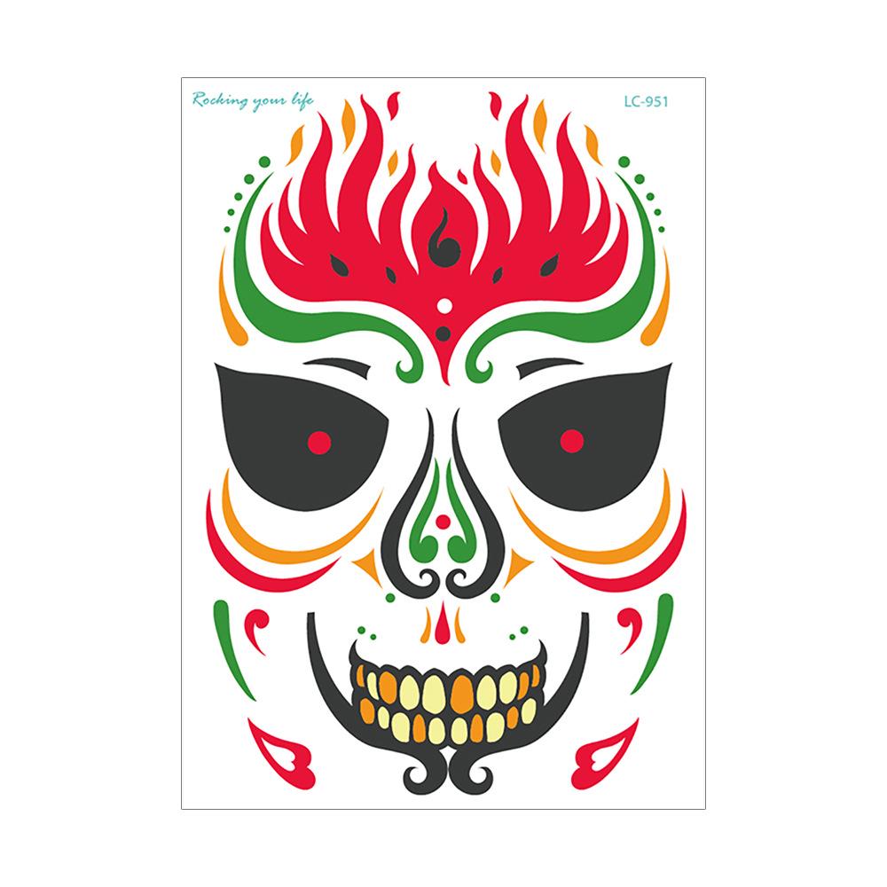 Waterproof Halloween Day of the Dead Temporary Face Tattoo Stickers 210x150 mm