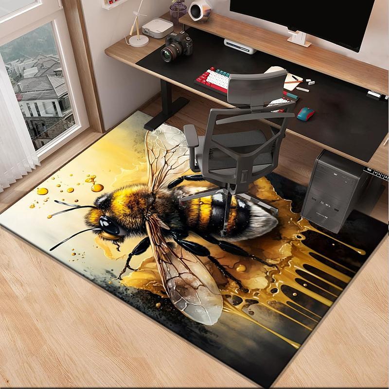 Bumblebee And Sunflower Office Rug Chair Mat, Entryway Carpet, Suitable for Front Door, Bedroom, Living Room, Desk, Holiday Gift