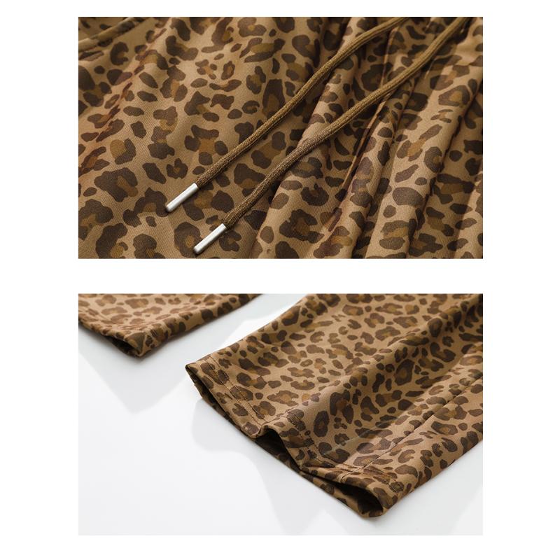 Men's Leopard Print Straight Loose Casual Printed Work Pants Trousers