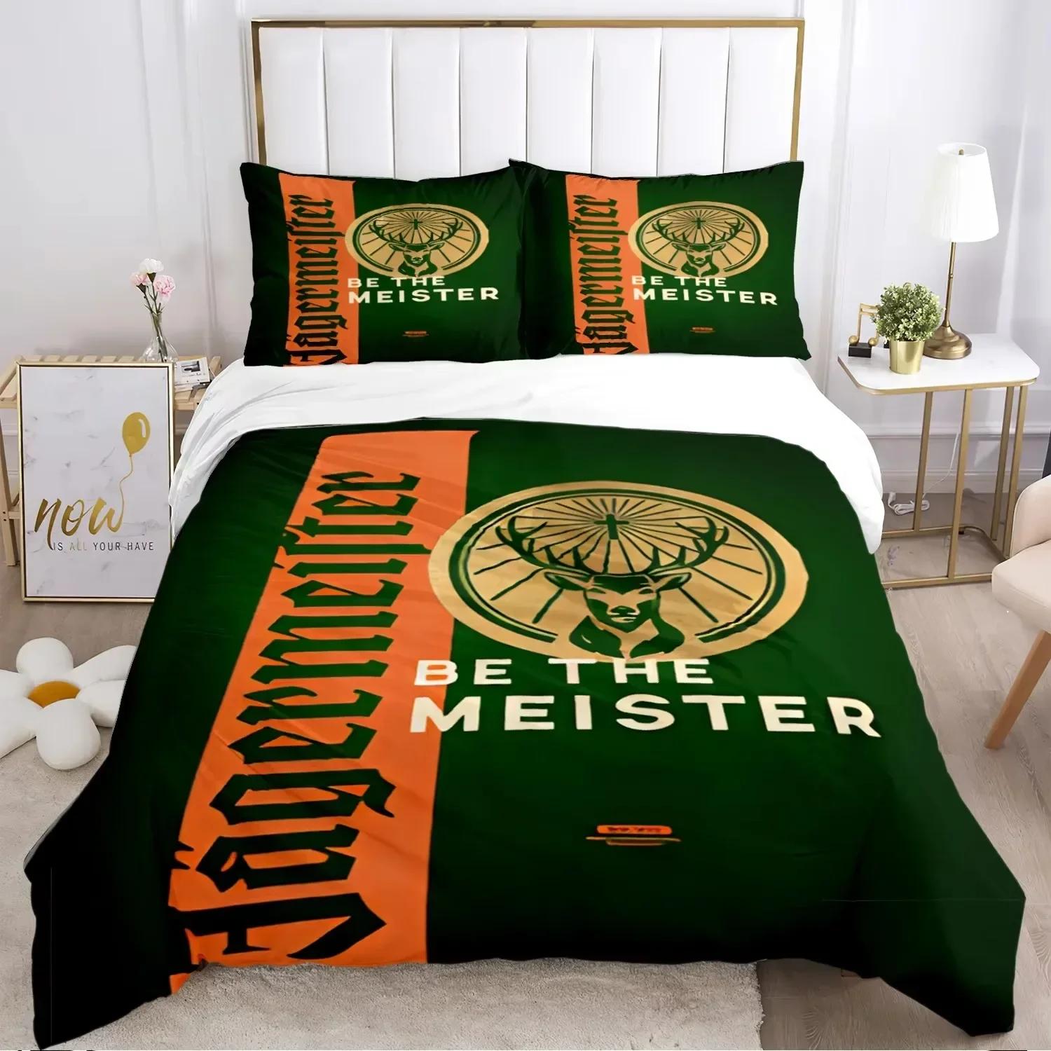 

Новий комплект постільної білизни J-Jagermeister з оленем Kawaii, покривало, ковдра та наволочки Односпальний, Двоспальний, Queen, King EU SuperKing 260x220