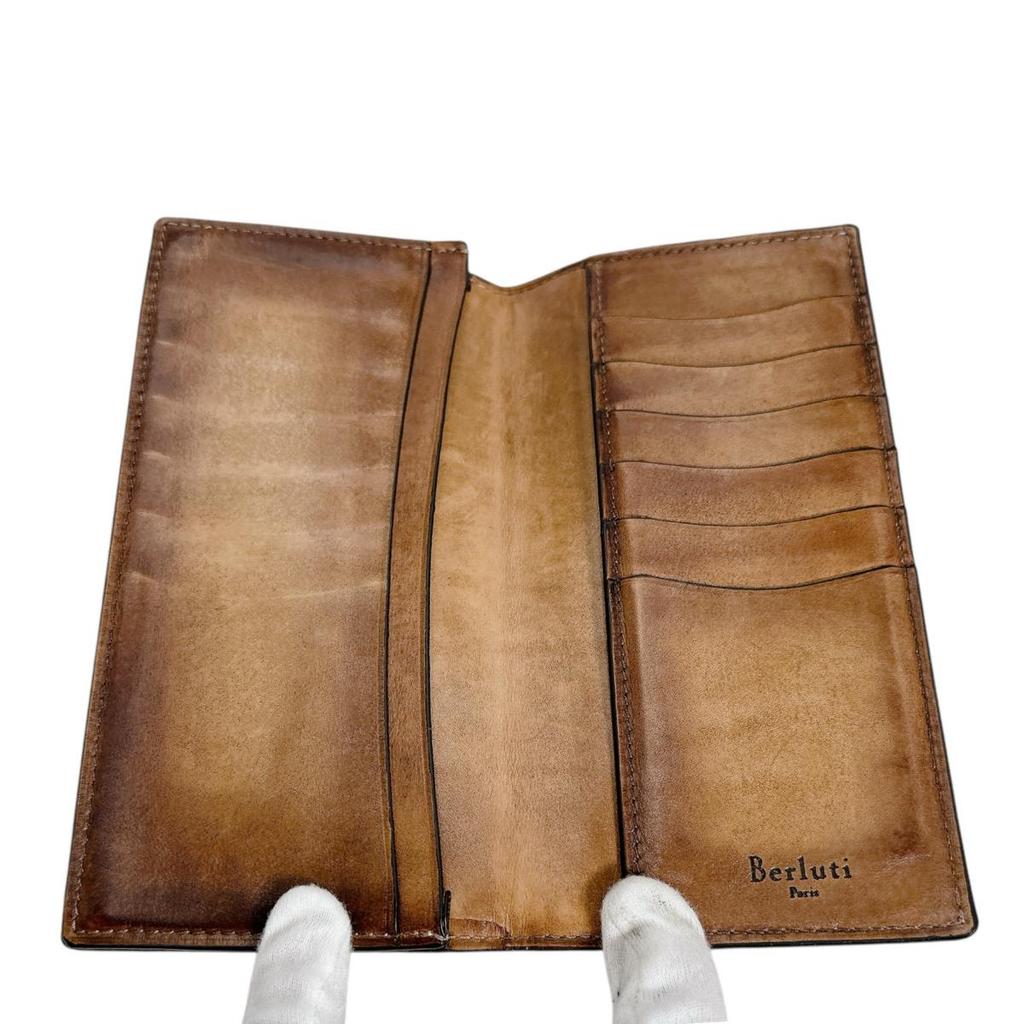 Berluti Calligraphy Long Wallet purse leather Brown unisex Used
