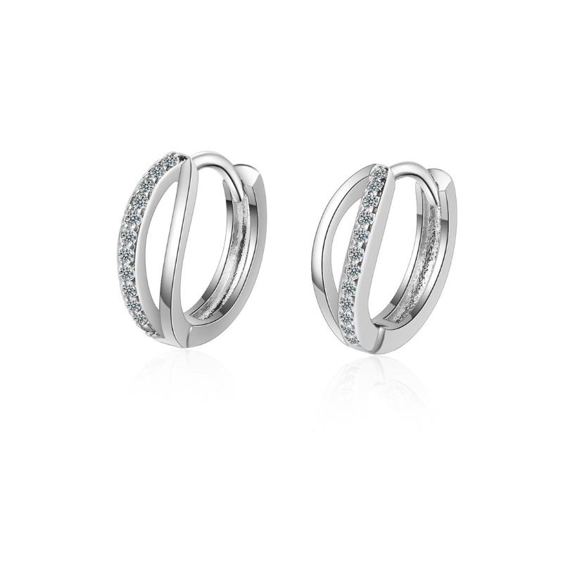 Women High Quality 18k Gold Plated Double Circle Hoop Earrings Circle