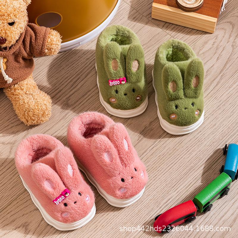 Dziecięce bawełniane buty dziewczynka dziecko torba obcas jesień i zima dziewczynka uroczy królik do domu antypoślizgowe maluch dzieci pluszowe bawełniane kapcie