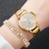Fashion Roman Numeral Women's Watch & Bracelet Set with Diamond Inlay