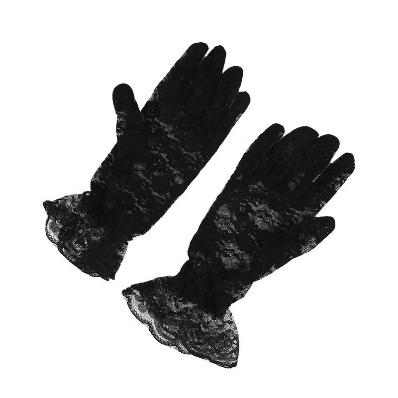 Women's Lace Floral Opera Tea Party Gloves Elegant Wrist Length Bridal Wedding Prom Gloves Costume Accessories