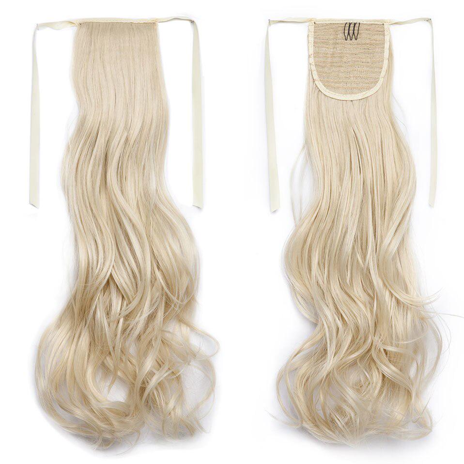 XINRAN 18" vlnitá stahovací šňůrka se sponou do culíku Prodlužování vlasů s umělým ocasem Příčesek do culíku pro ženy