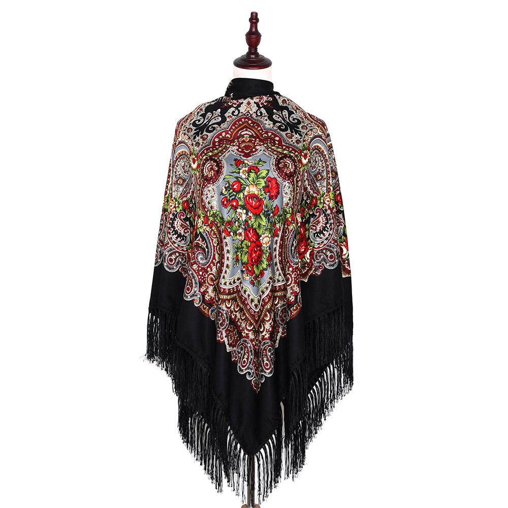 160*160Cm Women Russian Scarf Luxury Floral Print Scarves Wraps Big Size Handkerchief Babushka Bandana Beach Travel Shawls