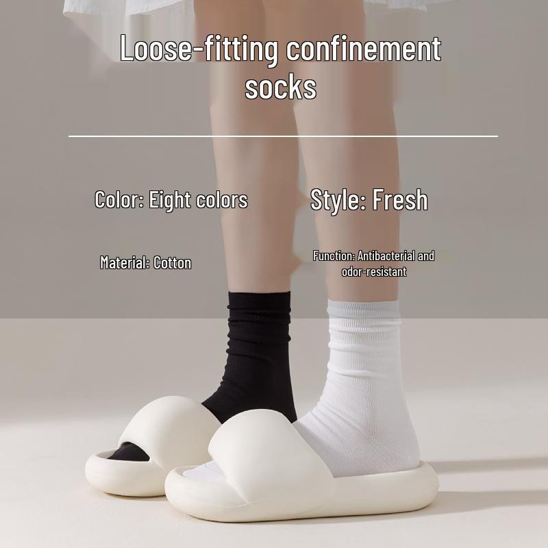 Women's Odor-Resistant Thin Cotton Socks - Mid-Calf, Sweat-Absorbent, Anti-Pilling, Solid Color, Seamless, Versatile for Spring/Summer.