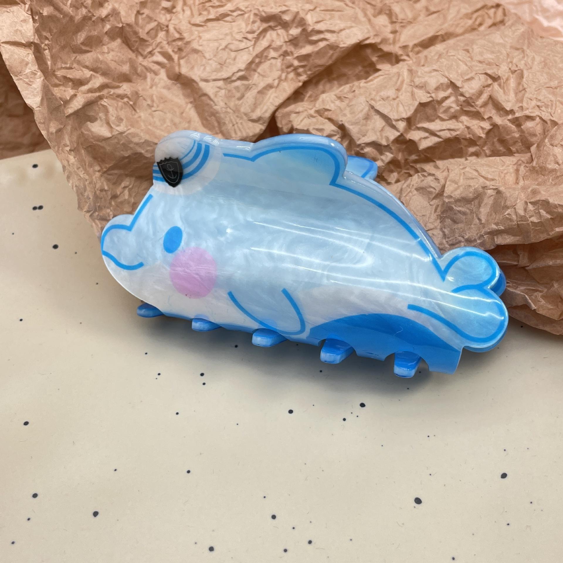 

1 шт. Акриловый милый модный мультяшный зажим для волос с принтом в виде воды, двухсторонний, серия «Океан», зажим в виде акулы