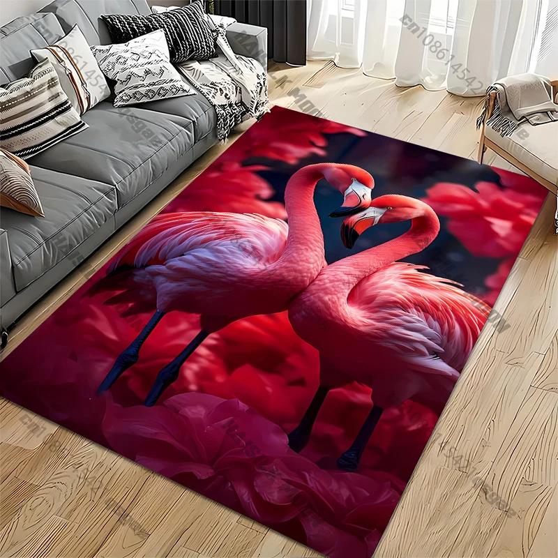 Multiple Sizes Flamingo and Love Pattern Carpets Bedroom Play Mats Rug Bedroom Decor Carpet Livingroom Rug Crawl Mat