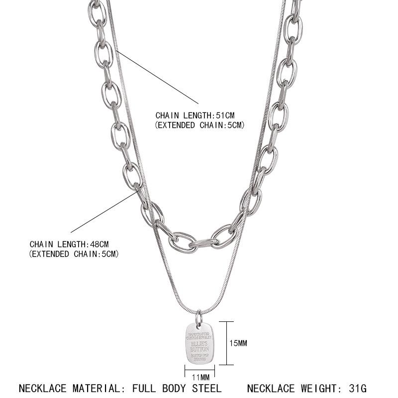 Trendy Hip-Hop Letter Tag Double-Layer Choker Necklace for Men & Women