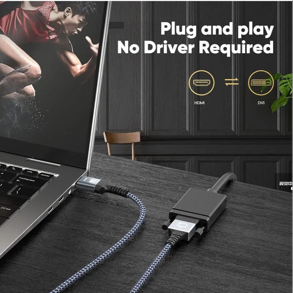 HDMI to DVI Bidirectional Adapter and Switch Cable Suitable for Laptops Ps4 Desktop Computers Televisions and 1080p Projectors