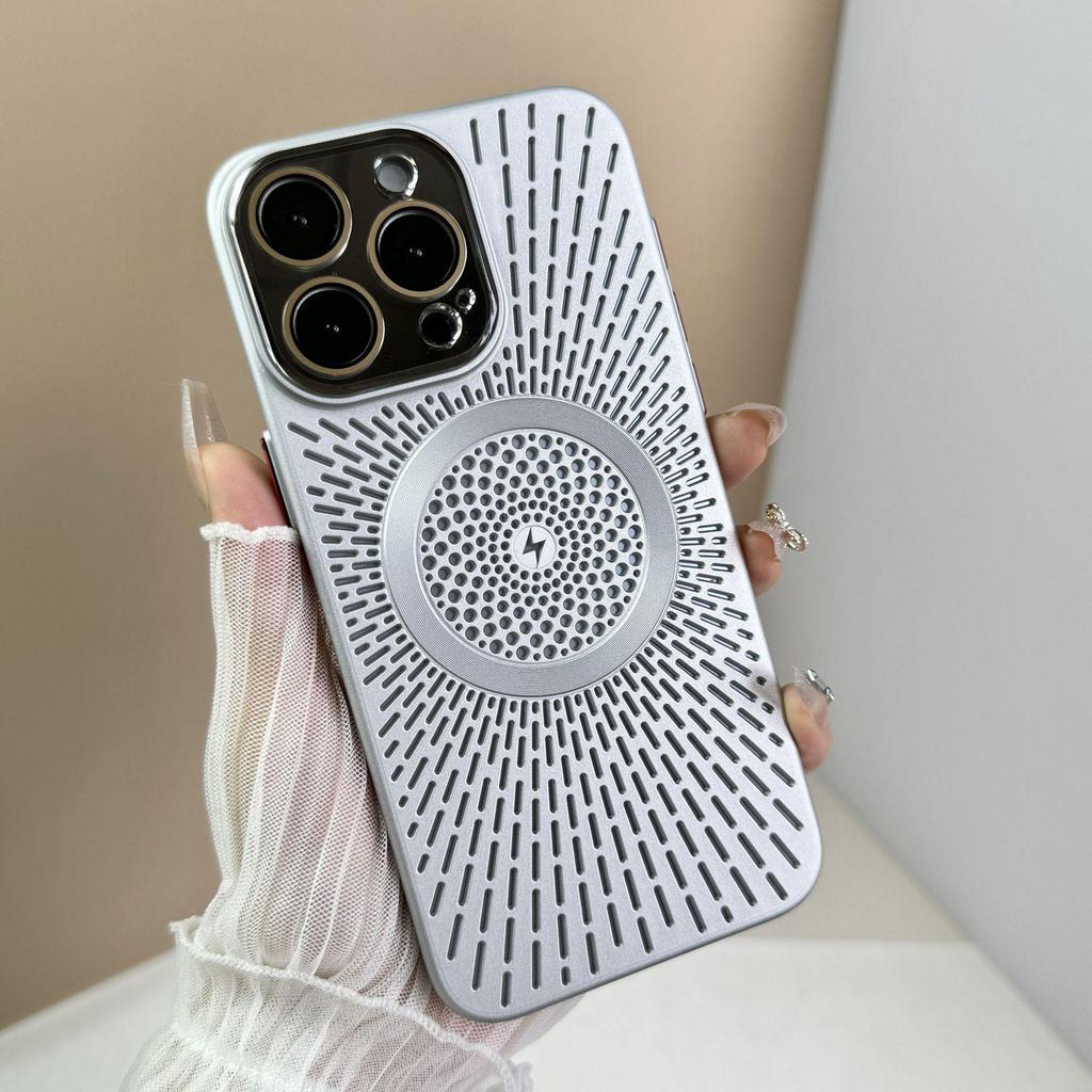 Повітропроникний сітчастий чохол із розсіюванням тепла для iPhone15Pro та 14Pro, магнітна зарядка, захисна кришка для шкіри.