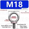 304 Stainless Steel Lifting Eye Bolt, Extended M3-M36 Round Screw