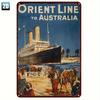 Vintage Line To Australia Metal Tin Sign  Retro Maritime Wall Art with RMS Oriana Ship  Desert Scene Nostalgic Travel Decor F