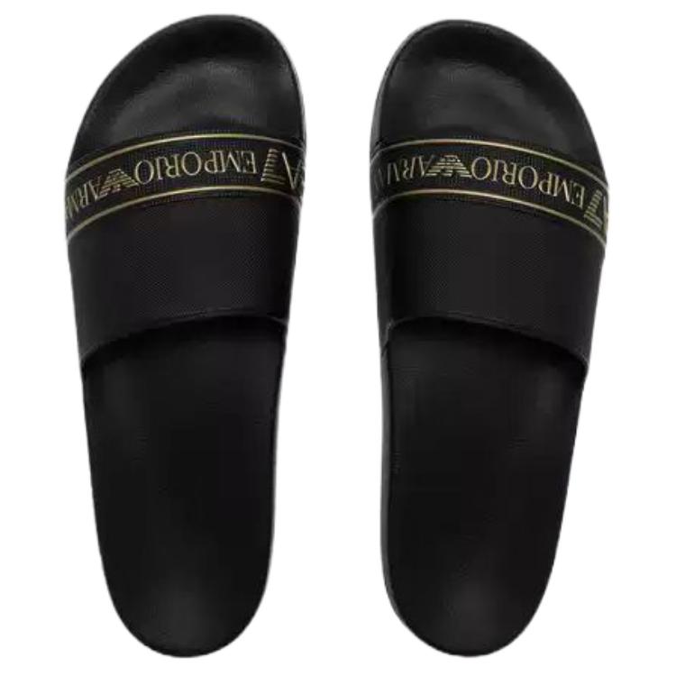 Emporio Armani EA7 Slip-On Round Toe Beach Sandals Unisex Sandals Black 7X000110AF15128MC139