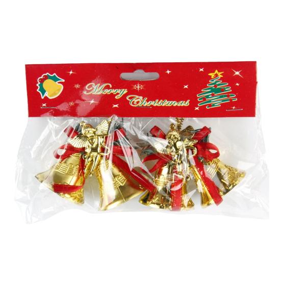 Yousheng Christmas Bell Ornament with Red Ribbon Bow, Small Jingle Bell Christmas Tree Hanging Decoration for Tree, Garland, Wreath, Craft Decor D