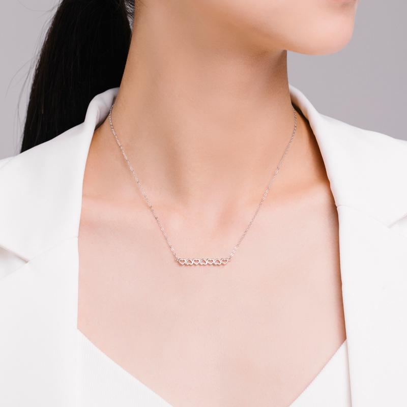 MODIAN 3 Color Hearts Fashion Necklace Solid 925 Sterling Silver Romantic Love Chain Necklaces For Women Wedding Jewelry Gifts