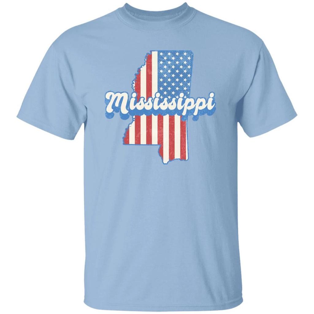 Mississippi US flag Unisex T-Shirt American patriotic MS state tee White Ash
