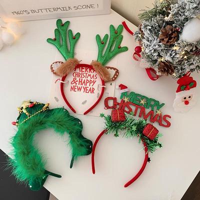 Starry Fluffy Christmas Tree Headband & Letter Hair Clip Set