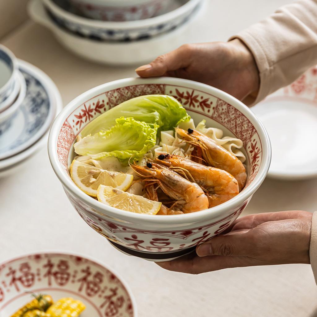 Large Soup Bowl Household Ceramic Bowl Chinese Restaurant Noodle Soup Bowl Thickened And Durable Tableware Bowl