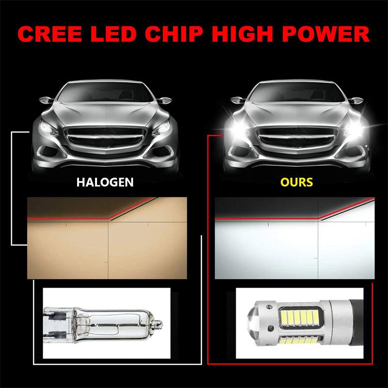 2Pcs Car H3 Led Fog Lights High Power Lamps Daytime Running Light Bulbs Super Bright 6000K White Lamp