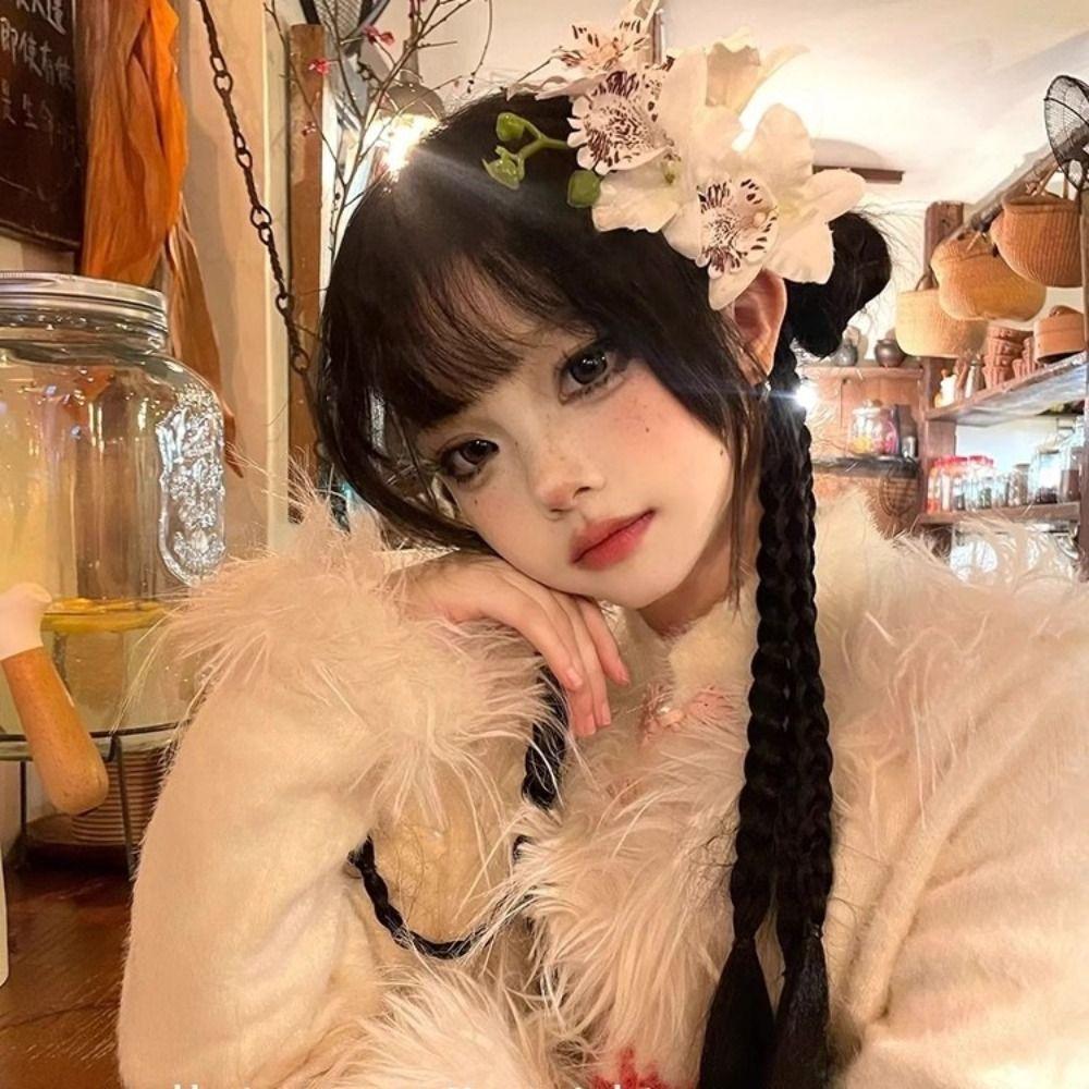 

Модные заколки для волос в виде цветка лилии, в богемном стиле, для пляжного отдыха, для девочек, заколки-автоматы, шпильки, милые аксессуары для волос белый