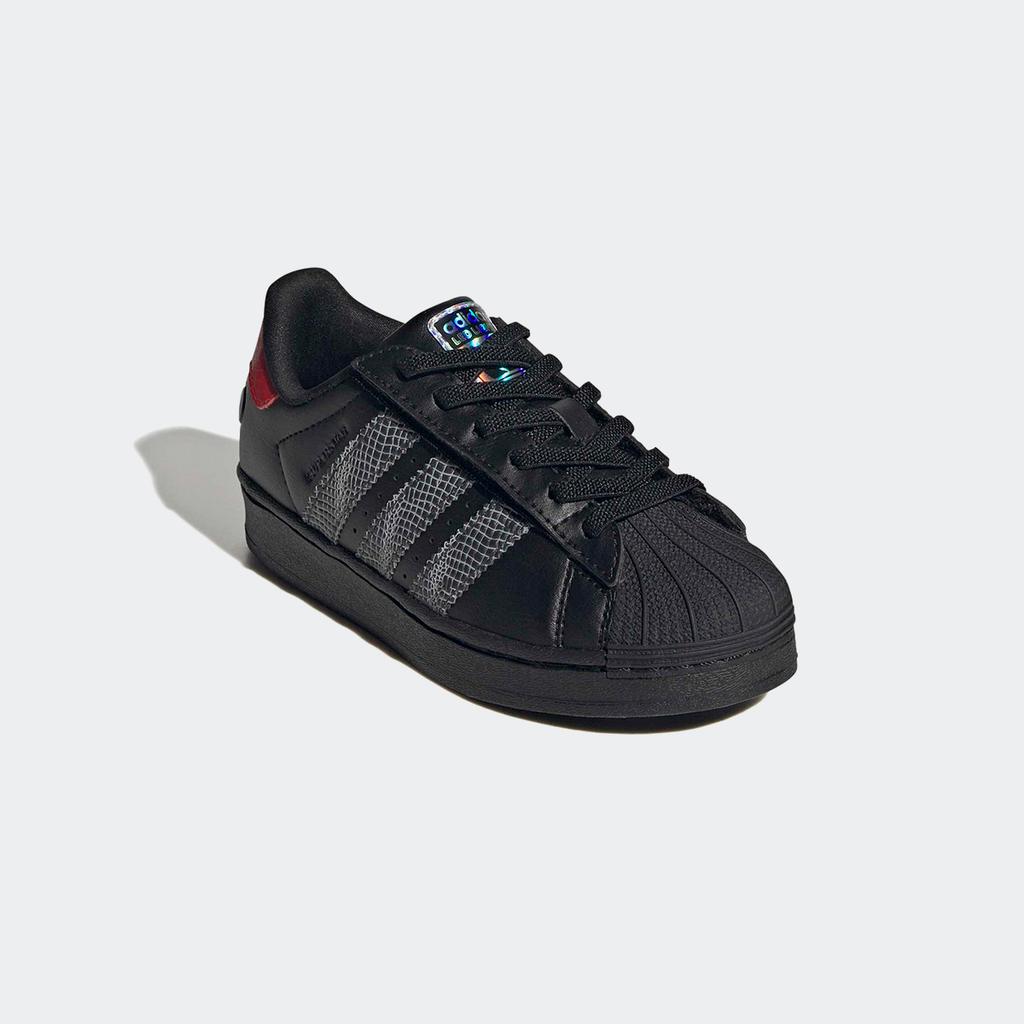 adidas Superstar LED-Licht Komfortverschluss Kindersneaker [IH6388-CBLACK/CBLACK/RED]
