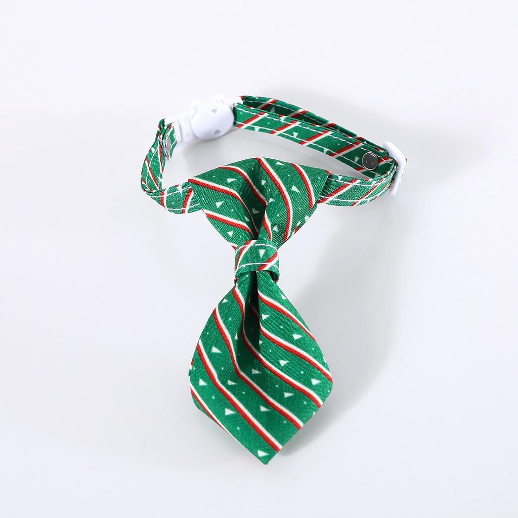 

2023 Christmas Green Striped Bow Tie Collar Choke-free Adjustable Neckband For Pets StyleD