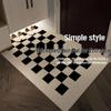 Durable Black & White Checkered Coir Entrance Mat: Wear-Resistant Dirt Wiper for Doors & Hallways